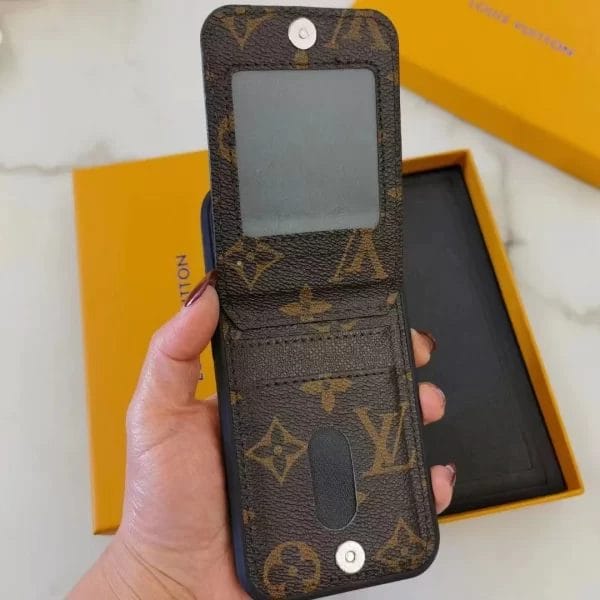 Luxury LV Phone Case with Card Holder – Trendy LV Design for iPhone